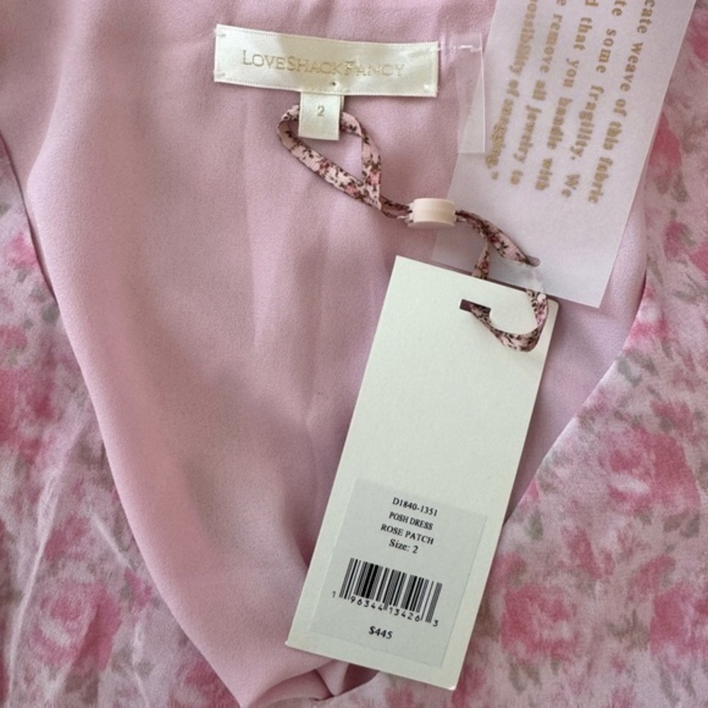 LoveShackFancy Posh‎ Pink “Rose Patch” Mini Dress… - image 5